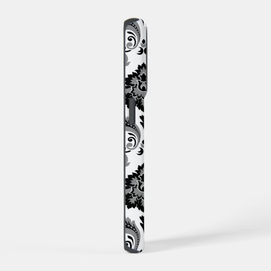 Rococo Damask Pattern Grey Black White iPhone Hoesje (Rechterkant)