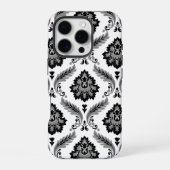 Rococo Damask Pattern Grey Black White iPhone Hoesje (Achterkant)