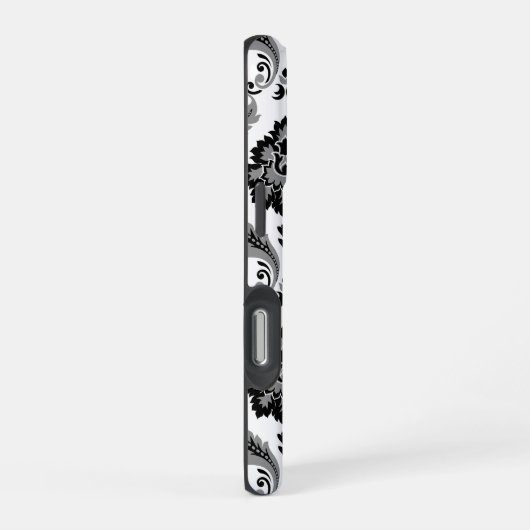 Rococo Damask Pattern Grey Black White iPhone Hoesje (Rechterkant)