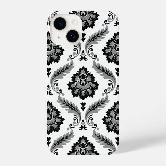 Rococo Damask Pattern Grey Black White iPhone Hoesje (Achterkant)