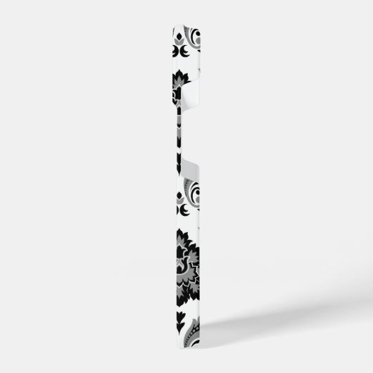 Rococo Damask Pattern Grey Black White iPhone Hoesje (Linkerkant)