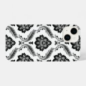 Rococo Damask Pattern Grey Black White iPhone Hoesje (Achterkant horizontaal)