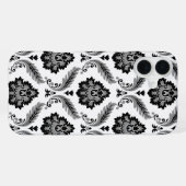 Rococo Damask Pattern Grey Black White iPhone Hoesje (Achterkant horizontaal)