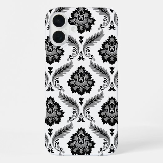 Rococo Damask Pattern Grey Black White iPhone Hoesje (Achterkant)