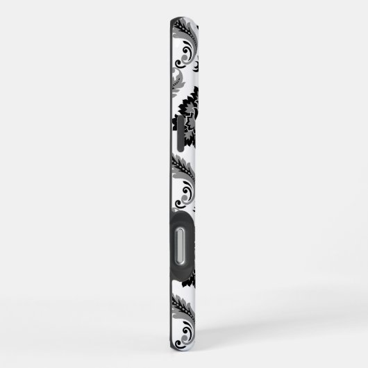 Rococo Damask Pattern Grey Black White iPhone Hoesje (Rechterkant)