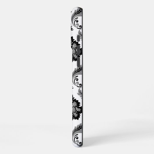 Rococo Damask Pattern Grey Black White iPhone Hoesje (Linkerkant)