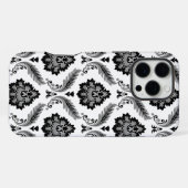 Rococo Damask Pattern Grey Black White iPhone Hoesje (Achterkant horizontaal)