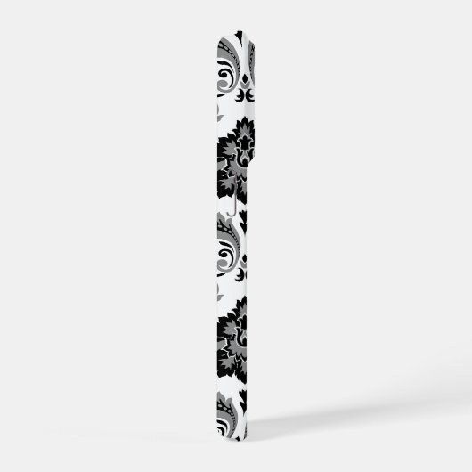 Rococo Damask Pattern Grey Black White iPhone Hoesje (Rechterkant)