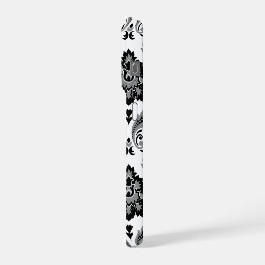 Rococo Damask Pattern Grey Black White iPhone Hoesje (Linkerkant)
