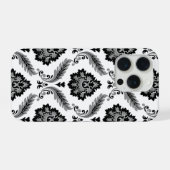 Rococo Damask Pattern Grey Black White iPhone Hoesje (Achterkant horizontaal)