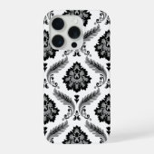 Rococo Damask Pattern Grey Black White iPhone Hoesje (Achterkant)
