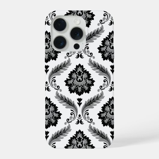 Rococo Damask Pattern Grey Black White iPhone Hoesje (Achterkant)