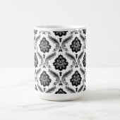 Rococo Damask Pattern Grey Black White Koffiemok (Center)