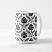 Rococo Damask Pattern Grey Black White Koffiemok (Voorkant rechts)