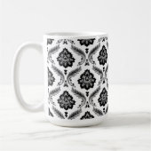 Rococo Damask Pattern Grey Black White Koffiemok (Links)