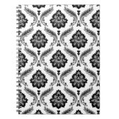 Rococo Damask Pattern Grey Black White Notitieboek (Voorkant)