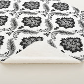 Rococo Damask Pattern Grey Black White Sherpa Deken (3/4)