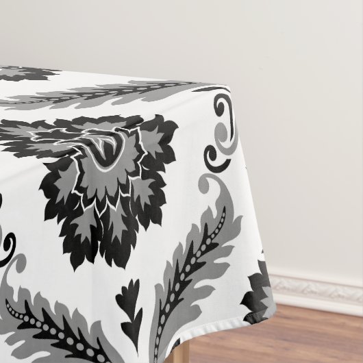 Rococo Damask Pattern Grey Black White Tafelkleed (Voorbeeld)