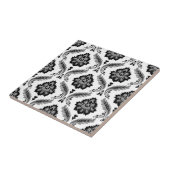 Rococo Damask Pattern Grey Black White Tegeltje (Zijkant)