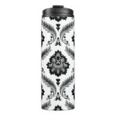 Rococo Damask Pattern Grey Black White Thermosbeker (Voorkant)