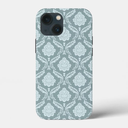 Rococo Damask Rpt Patroon Eendenei Blauw+Teal Case-Mate iPhone Case (Achterkant)