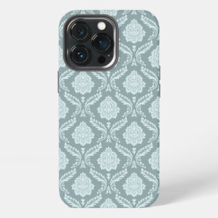 Rococo Damask Rpt Patroon Eendenei Blauw+Teal iPhone 13 Pro Hoesje