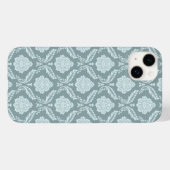 Rococo Damask Rpt Patroon Eendenei Blauw+Turquoise Case-Mate iPhone Case (Achterkant (horizontaal))
