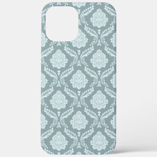 Rococo Damask Rpt Patroon Eendenei Blauw+Turquoise Case-Mate iPhone Case (Achterkant)