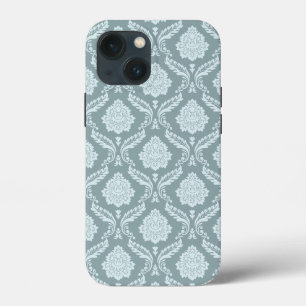 Rococo Damask Rpt Patroon Eendenei Blauw+Turquoise Case-Mate iPhone Case