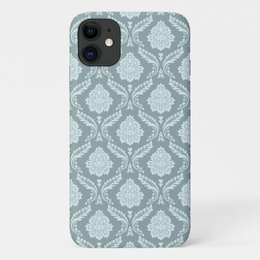 Rococo Damask Rpt Patroon Eendenei Blauw+Turquoise Case-Mate iPhone Case (Achterkant)