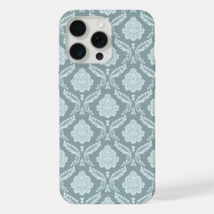 Rococo Damask Rpt Patroon Eendenei Blauw+Turquoise iPhone 15 Pro Max Case