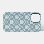 Rococo Damask Rpt Patroon Eendenei Blauw+Turquoise iPhone Hoesje (Achterkant horizontaal)