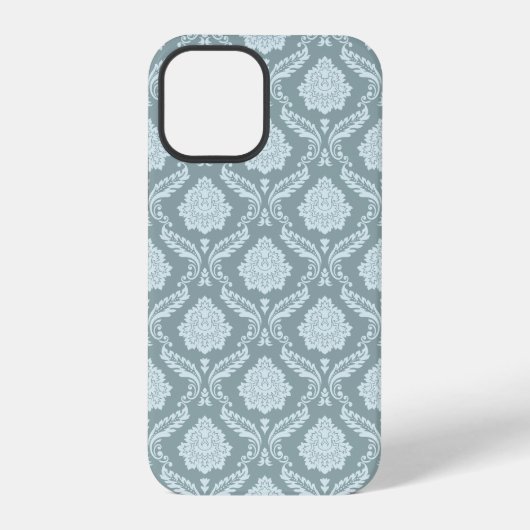 Rococo Damask Rpt Patroon Eendenei Blauw+Turquoise iPhone Hoesje (Achterkant)