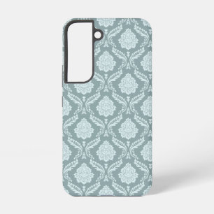Rococo Damask Rpt Patroon Eendenei Blauw+Turquoise Samsung Galaxy Hoesje