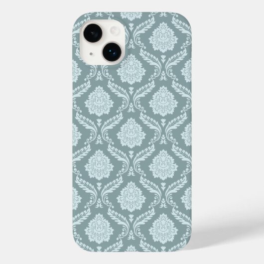 Rococo Damask Rpt Pattern Duck Egg Blue+Teal Case-Mate iPhone Case (Achterkant)