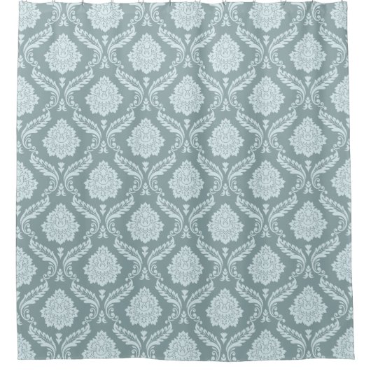 Rococo Damask Rpt Pattern Duck Egg Blue+Teal Douchegordijn (Voorkant)