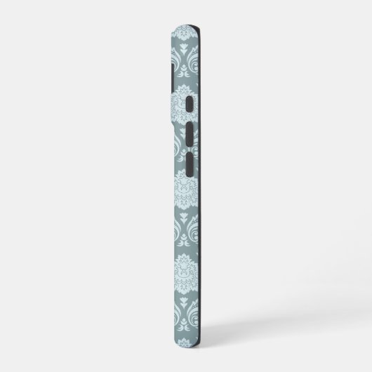 Rococo Damask Rpt Pattern Duck Egg Blue+Teal iPhone 16 Hoesje (Linkerkant)