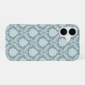 Rococo Damask Rpt Pattern Duck Egg Blue+Teal iPhone 16 Hoesje (Achterkant horizontaal)