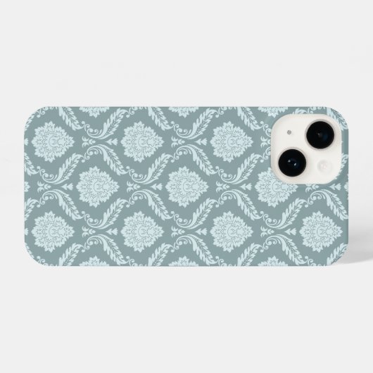 Rococo Damask Rpt Pattern Duck Egg Blue+Teal iPhone Hoesje (Achterkant horizontaal)