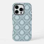 Rococo Damask Rpt Pattern Duck Egg Blue+Teal iPhone Hoesje (Achterkant)