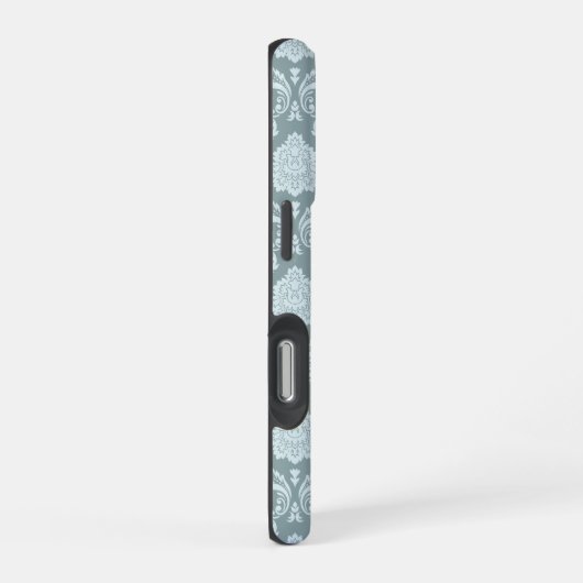 Rococo Damask Rpt Pattern Duck Egg Blue+Teal iPhone Hoesje (Rechterkant)