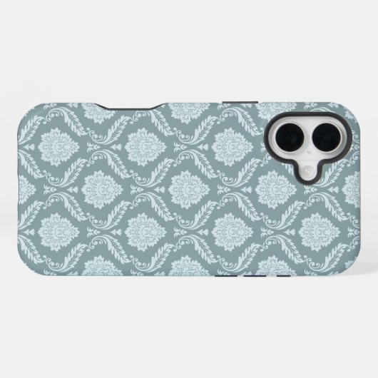 Rococo Damask Rpt Pattern Duck Egg Blue+Teal iPhone Hoesje (Achterkant horizontaal)