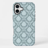 Rococo Damask Rpt Pattern Duck Egg Blue+Teal iPhone Hoesje (Achterkant)