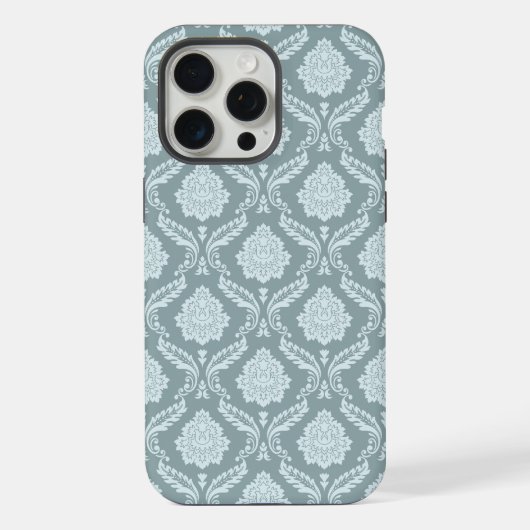 Rococo Damask Rpt Pattern Duck Egg Blue+Teal iPhone Hoesje (Achterkant)