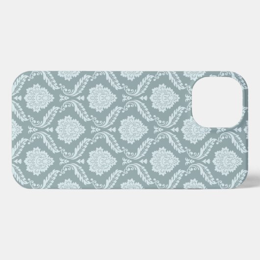 Rococo Damask Rpt Pattern Duck Egg Blue+Teal iPhone Hoesje (Achterkant horizontaal)