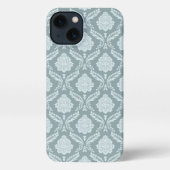 Rococo Damask Rpt Pattern Duck Egg Blue+Teal iPhone Hoesje (Achterkant)