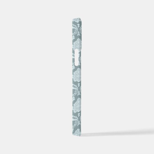 Rococo Damask Rpt Pattern Duck Egg Blue+Teal iPhone Hoesje (Rechterkant)