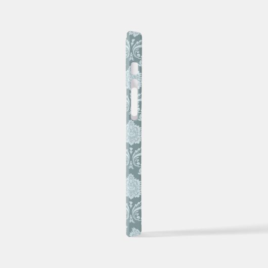 Rococo Damask Rpt Pattern Duck Egg Blue+Teal iPhone Hoesje (Linkerkant)