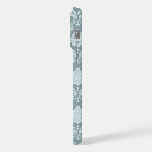 Rococo Damask Rpt Pattern Duck Egg Blue+Teal iPhone Hoesje (Linkerkant)