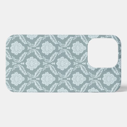 Rococo Damask Rpt Pattern Duck Egg Blue+Teal iPhone Hoesje (Achterkant horizontaal)